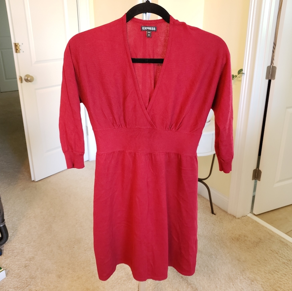 Express red light weight sweater dress
